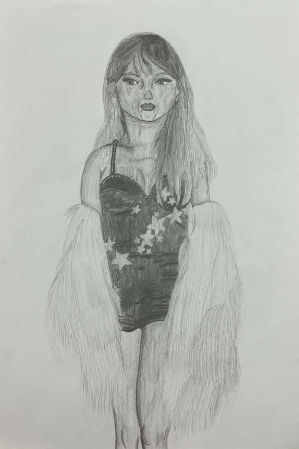 Drawing of Taylor Swift at the VMAs